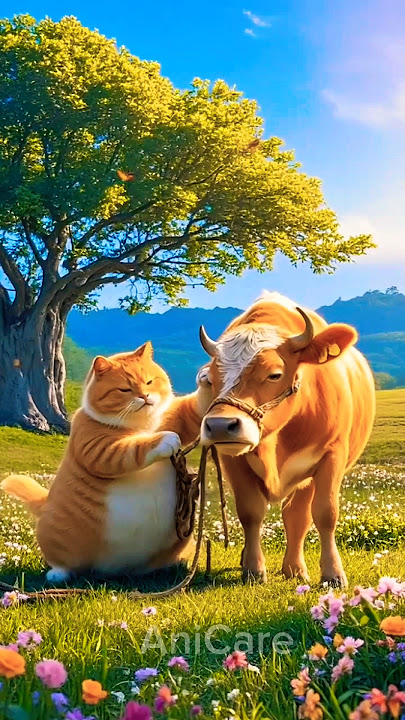 The cat cheated the cow. #youtubeshorts #shorts #trendingshorts #cat #AniCare