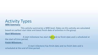 Introduction to Primavera : Activity types and How to Define it
