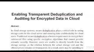 Enabling Transparent Deduplication and Auditing for Encrypted Data in Cloud