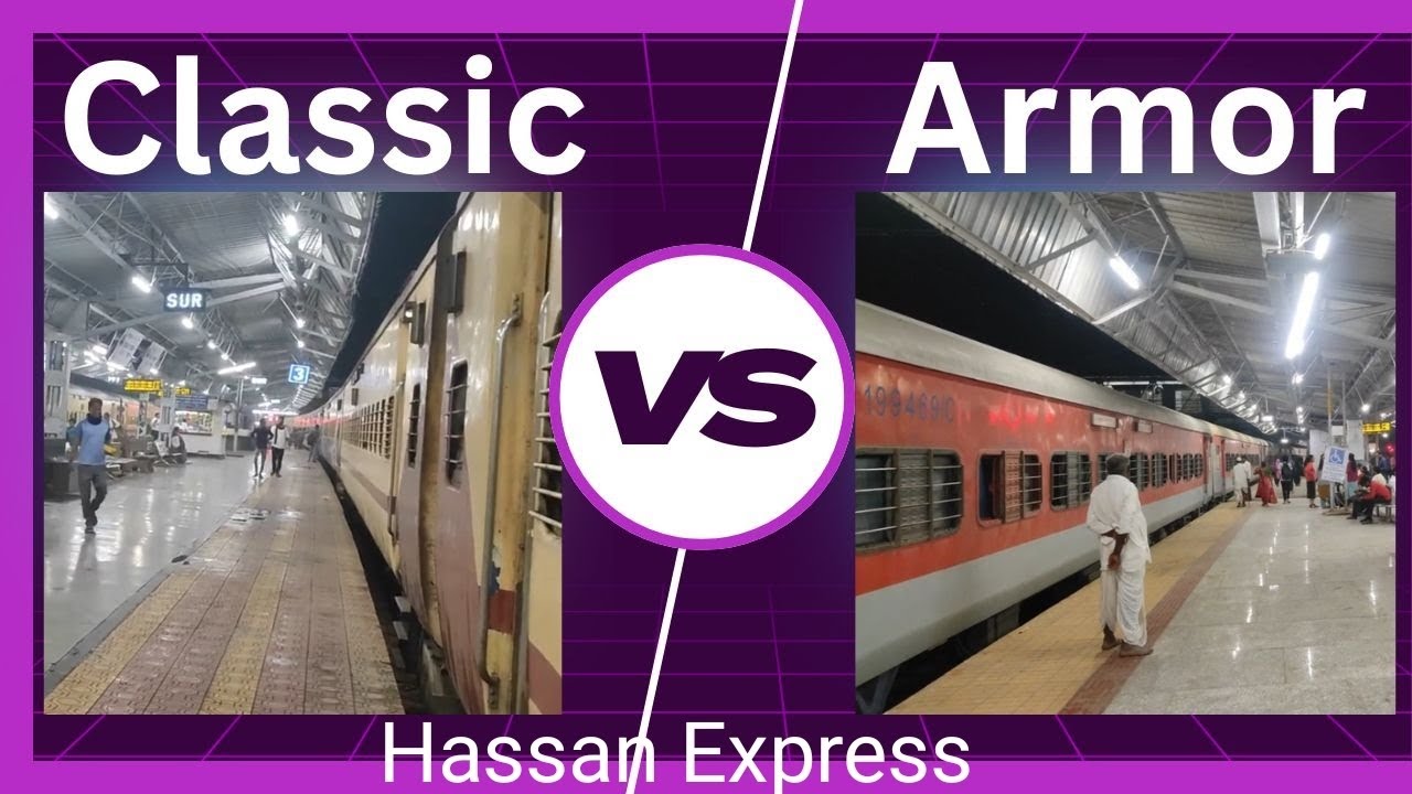 Old versus New announcement of Solapur Railway Station comparison video for Hassan Express Train