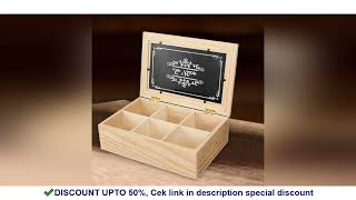 Wooden Tea Box 6 Grids Multifunctional Tea Storage Box with Lid Tea Bag Holder for Home Cabinet Kitc