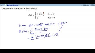 Math 1A LR 2.6 Determine whether f '(0) exists.