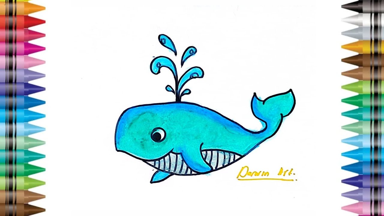 How to color a whale | step by step | crayons - YouTube