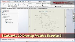 Solidworks 2D Drawing Practice Tutorial | Basic Exercise 2