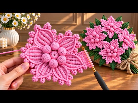 DON’T MISS THIS! 🌸 How to Crochet a Stunning Flower Bouquet Motif | Step-by-Step Tutorial