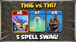 5 Spell Swag Th16 Vs Th17 Super Yeti Attack Strategy Best Th16 3 Star Attack Strategy In Coc