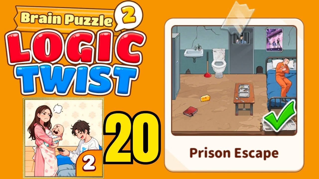 Brain puzzle 2 logic twist level 20 solution walkthrough ( prison