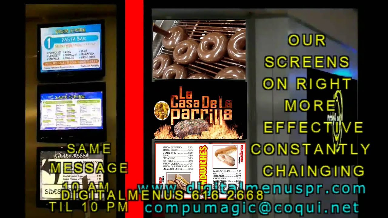 DIGITAL MENU BOARDS, QUE PASTA, USB, DVD, PC