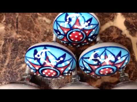 Vintage handmade and Mandala ceramic knobs home decor