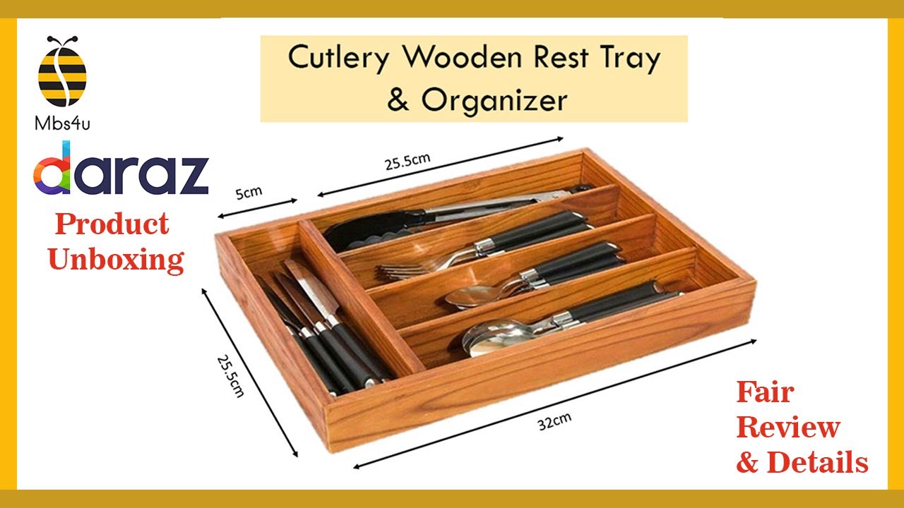 Wooden Cutlery Rest Tray Review Daraz product Unboxing Daraz.pk