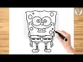 How to draw SpongeBob Step by step Tutorial | Free Download Coloring Page