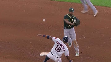 OAK@HOU: Lowrie starts the 4-6-3 double play