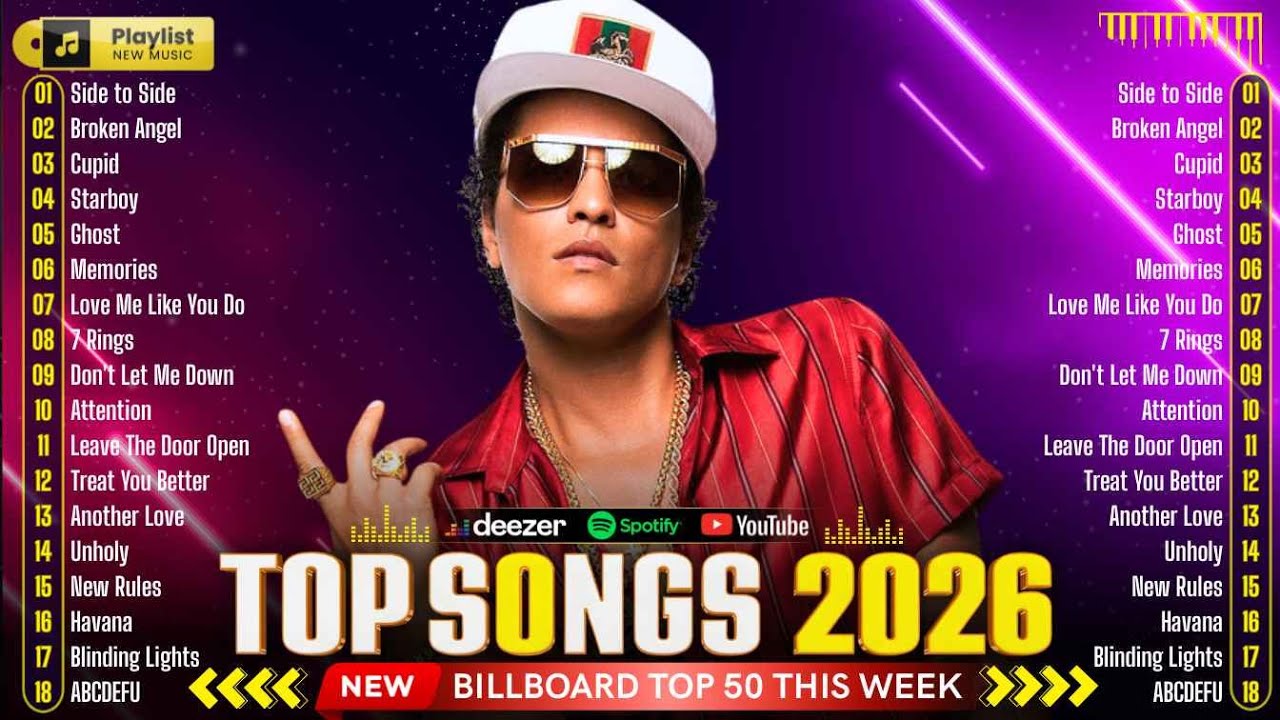 Bruno Mars, Taylor Swift, Rihanna, Adele, The Weeknd, Billie Eilish💙💙Billboard Top 50 This Week 2026