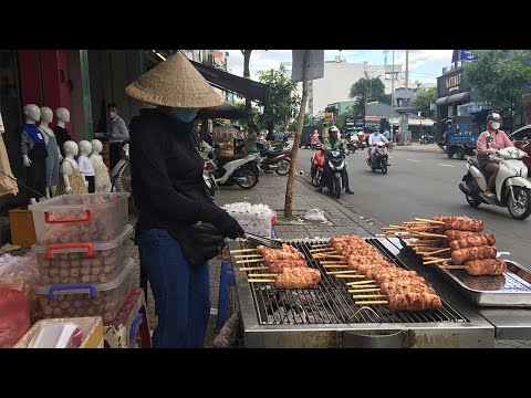 Video Mê mệt chả tôm chiên, nem nướng 
