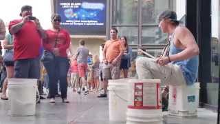 Las Vegas street performer, sick drum skills