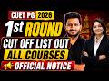 CUET PG 2026 1st Round Cut Off Out 🔥 Subject Wise Cut Off List Released #cucetpg2026