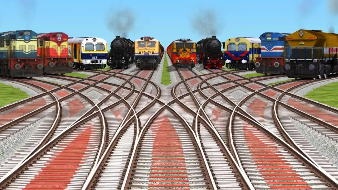 10 Trains Crossing | Daimond Railroad |Train Tracks | train simulator | train videos fumikiri
