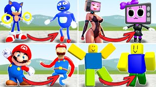 ORIGINAL vs 3D MEMES from SANIC MEMES FAMILY ln Garry's Mod! (Sonic, Noob, TV Woman, Mario)