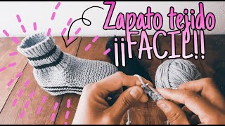 ZAPATO TEJIDO PARA ADULTO ¡¡FÁCIL!! EN DOS AGUJAS 