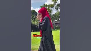 outfit simple black dress & hijab red rosnisan #shorts #short#shortvideo#hijabdaily #jilbab#bugis