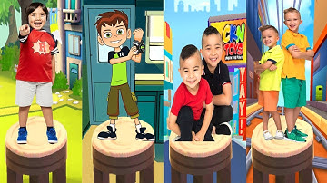 Tag with Ryan VS CKN Toys Car Hero Run VS Ben 10 Up To Speed VS Vlad & Niki Run All Characters