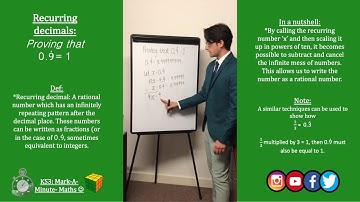 Proving that 0.9 recurring is 1