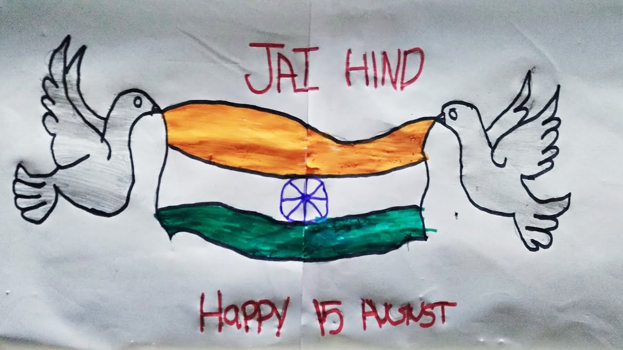 How to make a poster for independence day without color papper - YouTube
