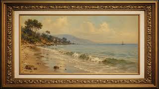 Vintage Framed Painting Art 4K | Soft Ocean Waves | Relaxing Sea Scene TV Screensaver screenshot 1