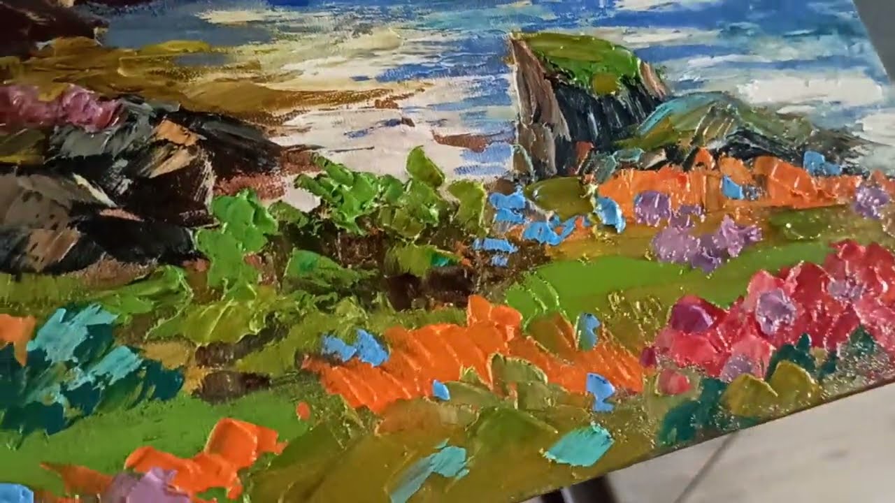 Irish Seascape Original Art Irish Oil Painting Ireland Original Painting 30x30 cm by Inna Bebrisa