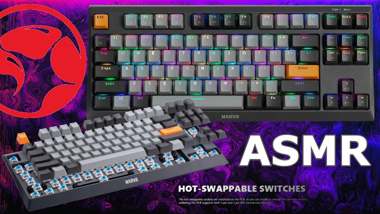 KEYBOARD ASMR MARVO KG980B Saber 87 (TKL) Blue Switches ! Fortnite
