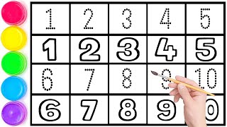 1234567890, How To Write & Read And Colour Number Step By Step 1 To 10 For Kids Kids Writing Video