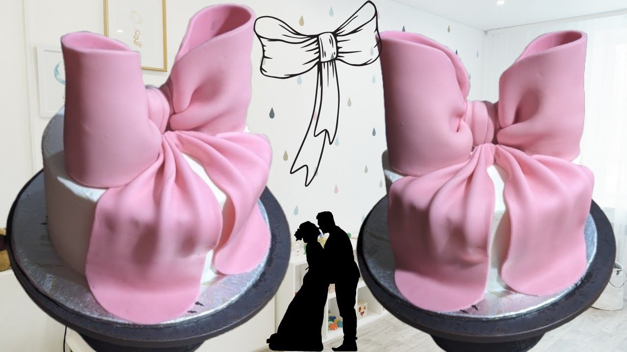 How to Make a Glittery Pick fondant Bow Cake | Easy Tutorial / make a cake order with me !🎀🎀