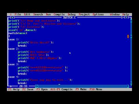 Turbo C Switch Cases