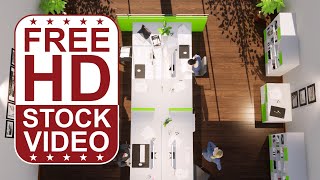 Free Stock Videos - interior office scene with people working top down view 3D animation