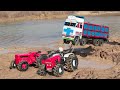 New Tata Truck Mud Accident Pulling Out Two Tractor Cartoon Video ? Khelona Video l