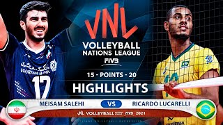 Iran vs Brazil | VNL 2021 | Highlights | Meisam Salehi vs Ricardo Lucarelli
