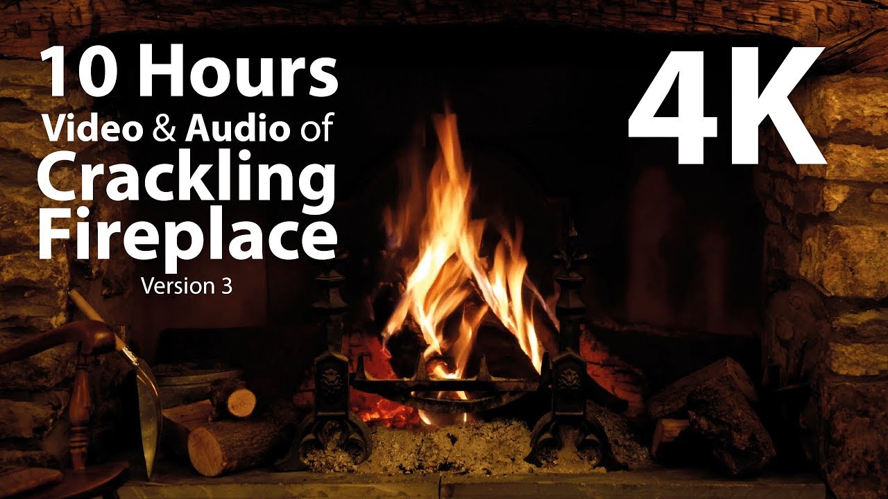 4K UHD 10 hours - Best Fireplace & Crackling Audio - relaxing, warm ...