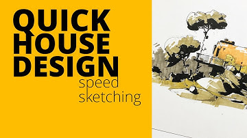 Architecture skething with markers. Quick house design