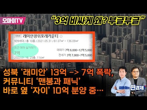 [김종철의 찐경제] 성북 ‘래미안’ 13억-7억 폭락, 커뮤니티 ‘맨붕과 패닉’ 바로 옆 ‘자이’ 10억 분양 중… ”3억 비싸게 왜? 부글부글”