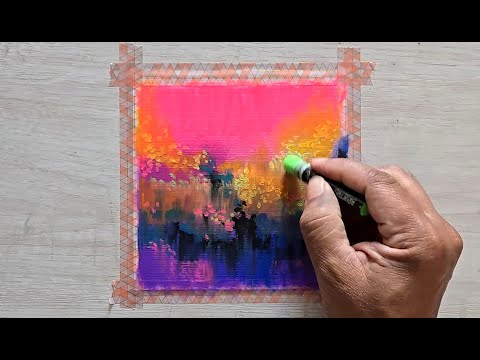 Colorful Abstract Landscape Painting / Using Oil Pastels On 300 gsm watercolor paper