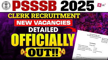 PSSSB New Vacancy 2025 | PSSSB Clerk New Vacancy 2025 | PSSSB Clerk Officially Notification Out