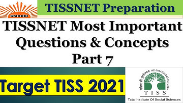 TISS most important questions and concepts part 7 | TISSNET 2021 | TISS preparation 2021