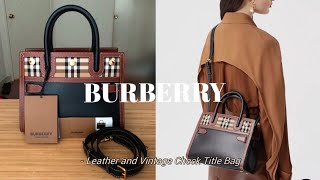 Burberry Small Leather Vintage Check Title Bag Black