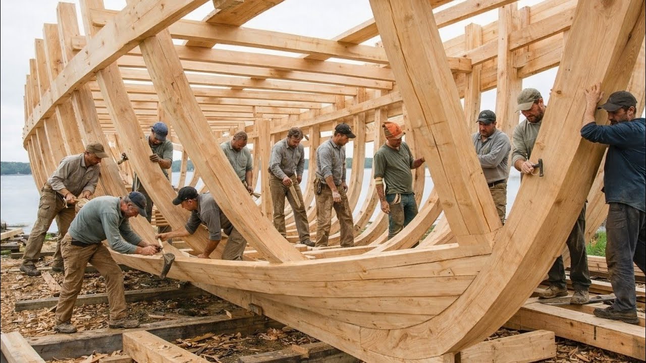 Man Build a Full Size Wooden Ship From Raw Logs | Handmade Wooden Ships ...