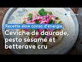 Recette. Slow conso d&#39;énergie - Ceviche de daurade, pesto sésame et betterave cru