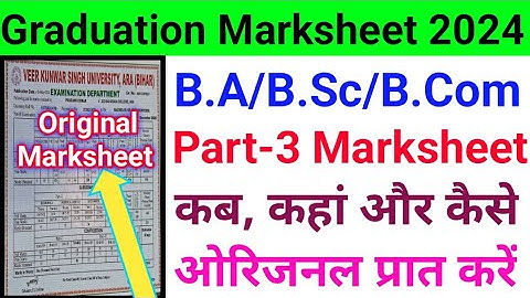 Vksu Part 3 Original Marksheet 2021-24 | Original Marksheet | पार्ट 3 मार्कशीट कैसे कहां मिलेगा | UG
