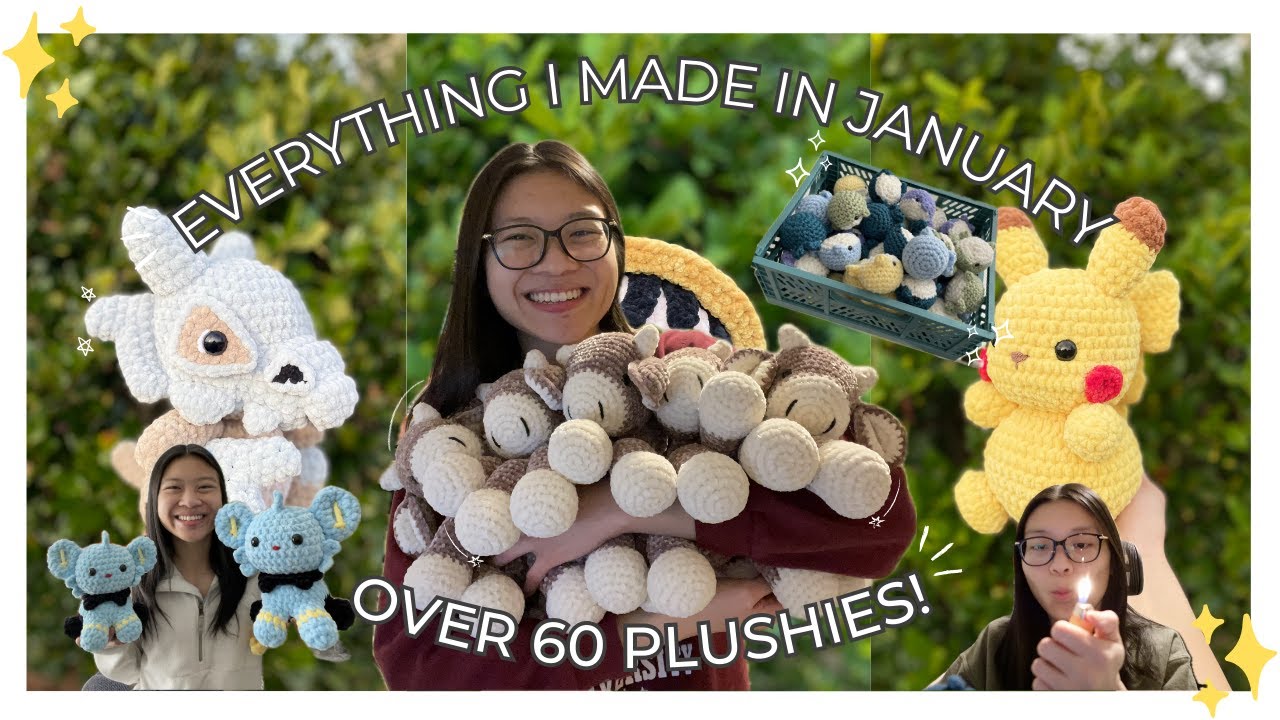 Crocheting OVER 60 plushies in ONE MONTH | Pokemon galore, surprise guest, BURNING plushies?! 🧶🐰🔥