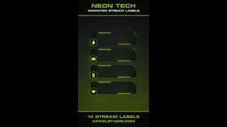 Neon Tech Animated Stream Labels | Cyberpunk Overlay Inspiration