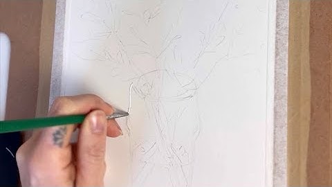 Using a ruling pen with masking fluid to define white space in a watercolour
