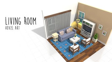 Living Room in voxel art
